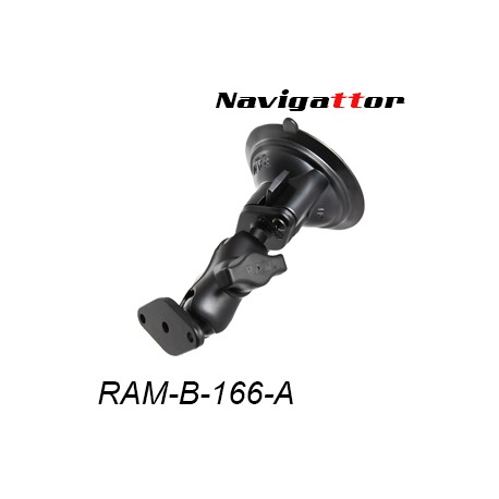 RAM-B-166U-A RAM Short Arm Suction Cup Mount w// Two 1/" Ball Diamond Bases